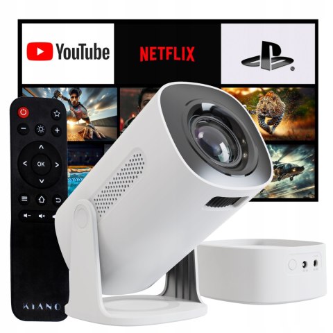 Kiano Kvts01 Bezprzewodowy Projektor 4K, Smart Tv, Miracast, Bateria & Etui
