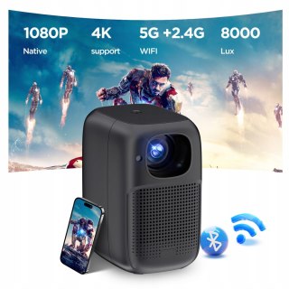 Mini Inteligentny Projektor Akumulatorowy 10400 Mah Led 1080P Czarny