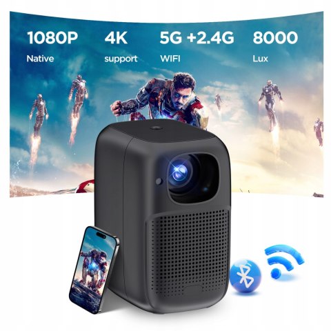 Mini Inteligentny Projektor Akumulatorowy 10400 Mah Led 1080P Czarny