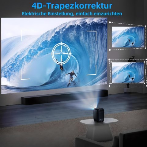 Mini Inteligentny Projektor Akumulatorowy 10400 Mah Led 1080P Czarny