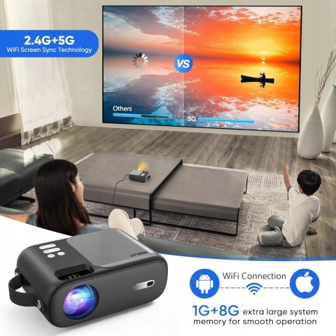 Mini Projektor Lcd Horlat 9000L Hd720p Z Bluetooth, Wifi, 4P Korekcja I Zoom