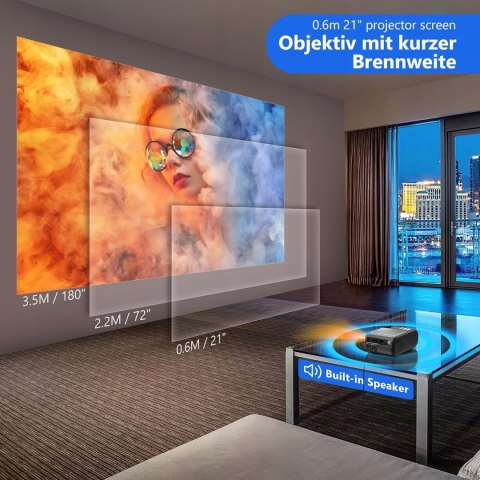 Mini Projektor Lcd Horlat 9000L Hd720p Z Bluetooth, Wifi, 4P Korekcja I Zoom