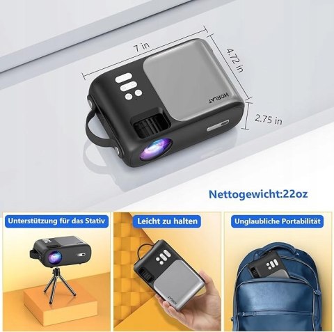 Mini Projektor Lcd Horlat 9000L Hd720p Z Bluetooth, Wifi, 4P Korekcja I Zoom