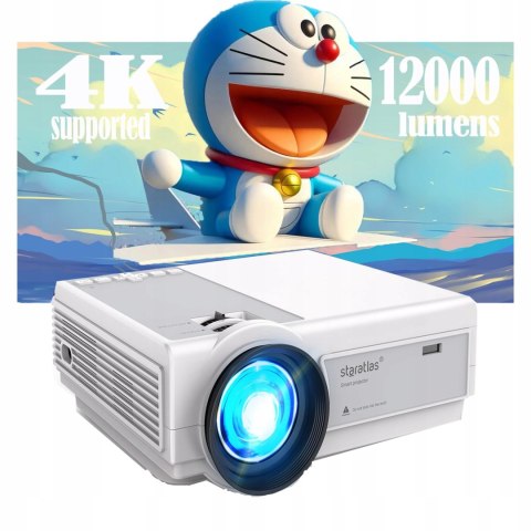 Mini Projektor Staratlas 1080P Hdmi Wi-Fi Bluetooth Trapezowa 12000 Lumenów