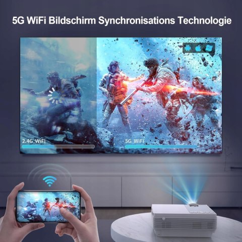 Mini Projektor Staratlas 1080P Hdmi Wi-Fi Bluetooth Trapezowa 12000 Lumenów
