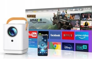 Mobilny Projektor Led Surewheel Q3 8000 Lumenów Fhd 4K, Smart Tv, Wifi