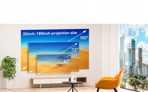 Mobilny Projektor Led Surewheel Q3 8000 Lumenów Fhd 4K, Smart Tv, Wifi