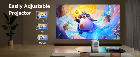 Mobilny Projektor Led Surewheel Q3 8000 Lumenów Fhd 4K, Smart Tv, Wifi