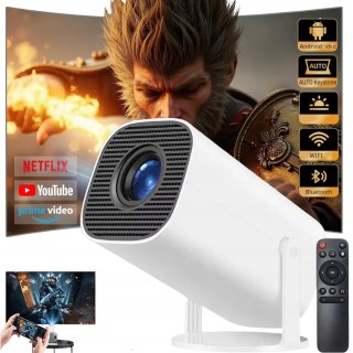 Projektor Android Tv 1080P Przenośny Obrotowy Wifi Bluetooth 500 Ansi Lm