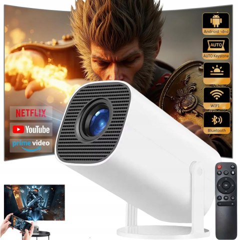 Projektor Android Tv 1080P Przenośny Obrotowy Wifi Bluetooth 500 Ansi Lm