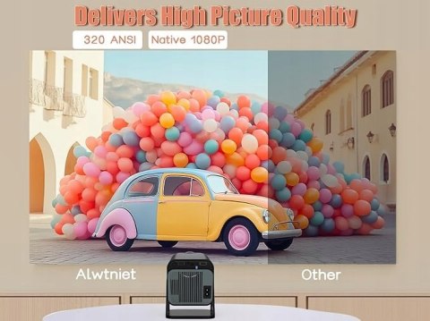 Projektor Full Hd 1080P Alwtniet Hy320 Z Wi-Fi 6 I Bluetooth 5.2