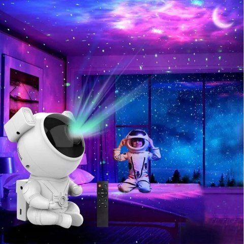Projektor Gwiazd Astronauta Lampka Nocna Led Laserowy Z Pilotem I Timer