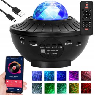 Projektor Gwiazd Led Z Głośnikiem, Bluetooth, Timer, 21 Trybów I Laserem