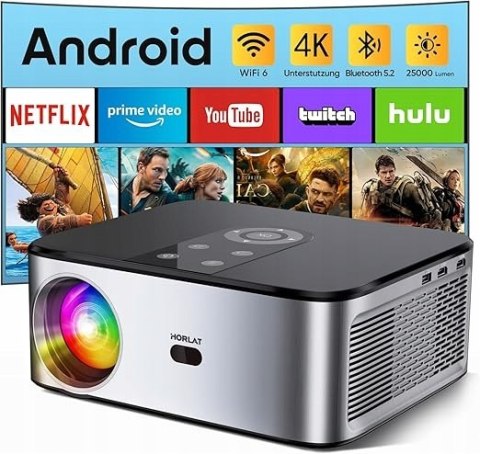 Projektor Horlat 5G 4K,Full Hd25000 Lumenów,Kompatybilny Z Ios Android 300