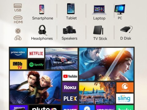 Projektor Led 4K Android Tv 220 Cali 12000 Lumenów Z Wifi I Hdmi