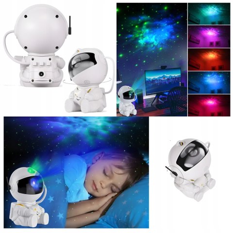 Projektor Led Astronauta Do Pokoju Dziecięcego, Rzutnik Gwiazd, 8 Trybów