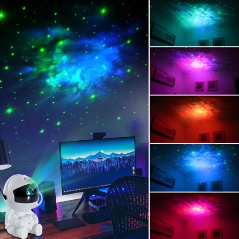 Projektor Led Astronauta Do Pokoju Dziecięcego, Rzutnik Gwiazd, 8 Trybów