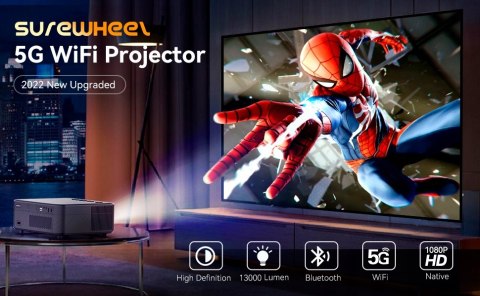 Projektor Led Cubot Sw10 Full Hd 150 Cali Wifi 5G, 2X Hdmi 2X Usb, Keystone