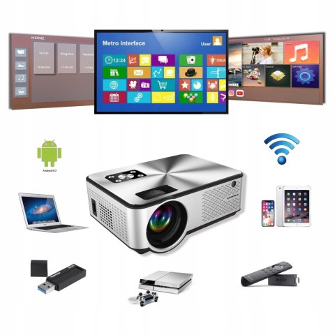 Projektor Led Hd 3500Lm 177 Cali Wifi Android 6.0, 50K Godzin, 16:9/4:3