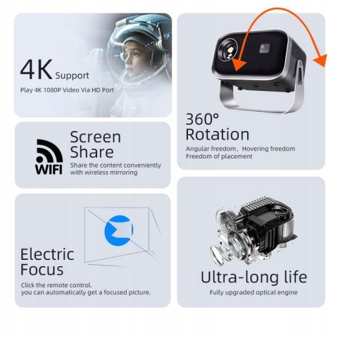 Projektor Mirai Optics Lumini 7000 Lumen Android 11 360° Rotacja 150