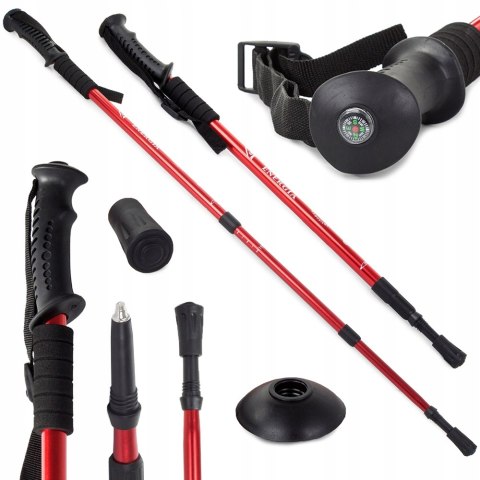 Kieki Trekingowe Anti-Shock 63-135 Cm Z 3 Końcówkami Na Las, Aspalt I Śnieg