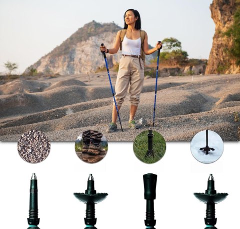 Kieki Trekkingowe Nordic Walking Składane Teleskopowe Z Systemem Antishock