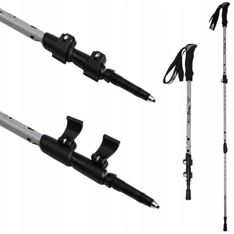 Kiiki Trekkingowe Regulowane Nordic 61-135 Cm, Aluminium, 4 Szt Końcówek