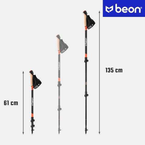 Kije Nordic Walking Beon Nx4 Składane Regulowane 61-135Cm Komfortowe Lekkie