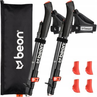 Kije Nordic Walking Składane Beon Fx2 Czarne, Regulowane 110-130 Cm Premium