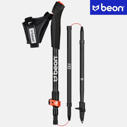 Kije Nordic Walking Składane Beon Fx2 Czarne, Regulowane 110-130 Cm Premium