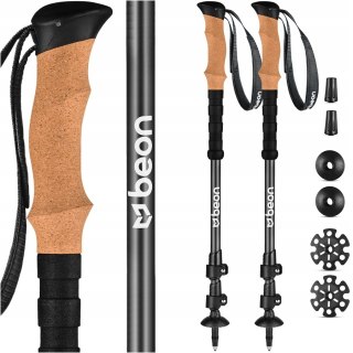 Kije Trekkingowe Nordic Walking Karbonowe 2 Szt. Z Cork Grip I Safe Lock