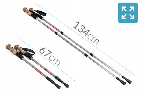 Kije Trekkingowe Sapphire St-073, Grafit, Regulowane, Antishock, Pokrowiec
