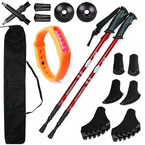 Kijki Trekkingowe Składane Omi 65-135Cm Z Systemem Anti-Shock, 12 Końcówek