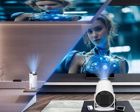 Projektor Android 11 Hy300 4K 8000 Lm 180° Korekcja Trapezu Bluetooth Pilot