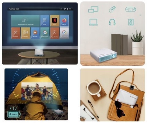 Projektor Full Hd 1920X1080 Wi-Fi Android 10, 100 Cali, 300 Ansi, Przenosny