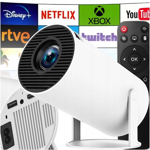 Projektor Full Hd Android Tv Z Wifi, Bluetooth I Wbudowanym Głośnikiem