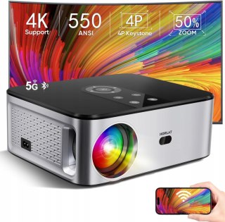 Projektor Horlat T02 25000 Lumenów Fhd 1080P 4K Wi-Fi Bluetooth Korekcja