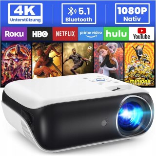 Projektor Led Full Hd 4K 9500Lm Bluetooth Przenośny Z Głośnikiem Hdmi Usb