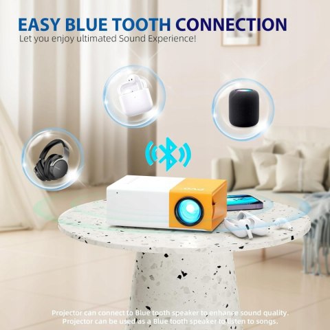 Przenośny Mini Rzutnik Full Hd 1080P Bluetooth 5.4 Hdmi Usb Type-C Z Pilotem