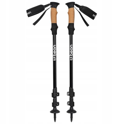 Regulowane Kije Trekkingowe Beon Pro Black Z Uchwytem Cork Grip, 2 Szt.