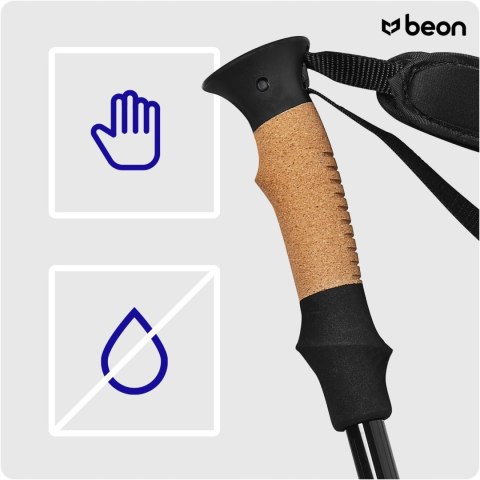Regulowane Kije Trekkingowe Beon Pro Black Z Uchwytem Cork Grip, 2 Szt.