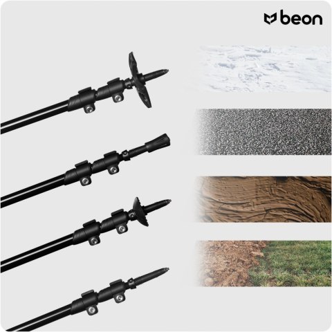 Regulowane Kije Trekkingowe Beon Pro Black Z Uchwytem Cork Grip, 2 Szt.