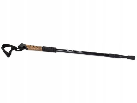 Kij Nordic Walking Czarny 3-Segmentowy Anti-Shock, Alu, Korkowa Rączka