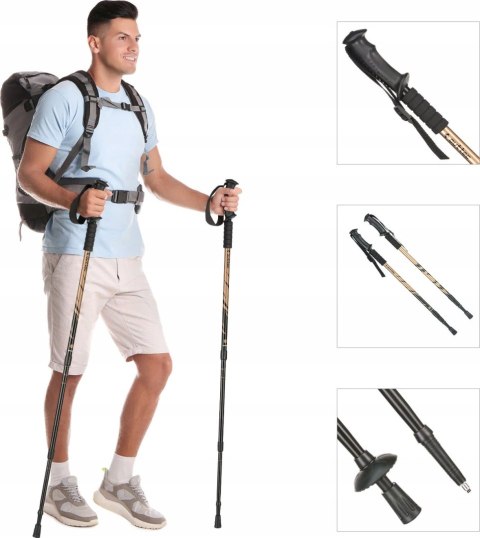 Kije Nordic Walking Alu 3-Sekcjonowe Składane Outtec Trekkingowe Komplet