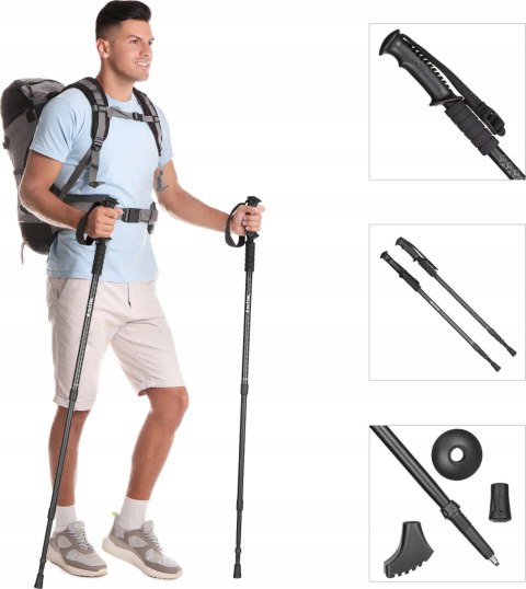 Kije Nordic Walking Aluminiowe 3-Sekcjonalne Outtec 65-135 Cm Anti-Shock