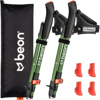 Kije Nordic Walking Beon Fx2 Składane 110-130Cm Regulowane Premium Zielone