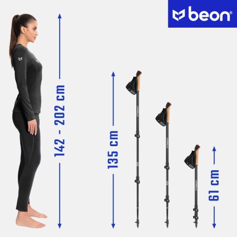 Kije Nordic Walking Beon Nx8 3K Carbon 2 Szt. Regulacja Korkowy Uchwyt