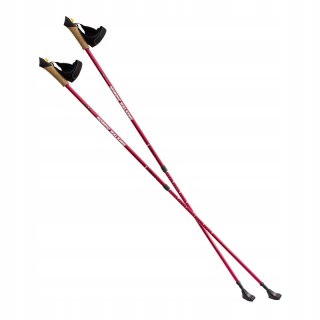 Kije Nordic Walking Nw607, Czerwone, Dwusegmentowe 87-135Cm, Uchwyt Korkowy