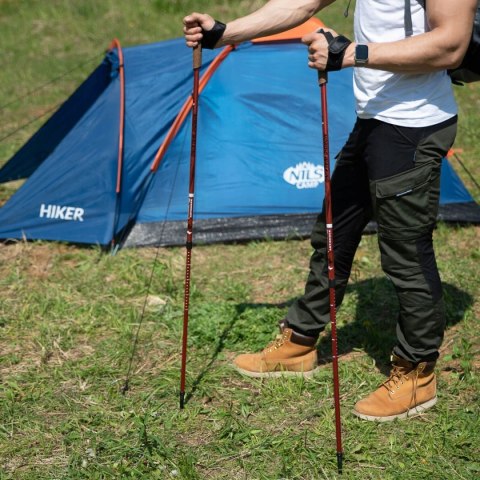 Kije Nordic Walking Nw607, Czerwone, Dwusegmentowe 87-135Cm, Uchwyt Korkowy