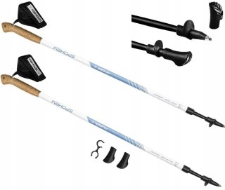 Kije Nordic Walking Składane 105-135Cm Antishock, Rączki Korkowe, Aluminium
